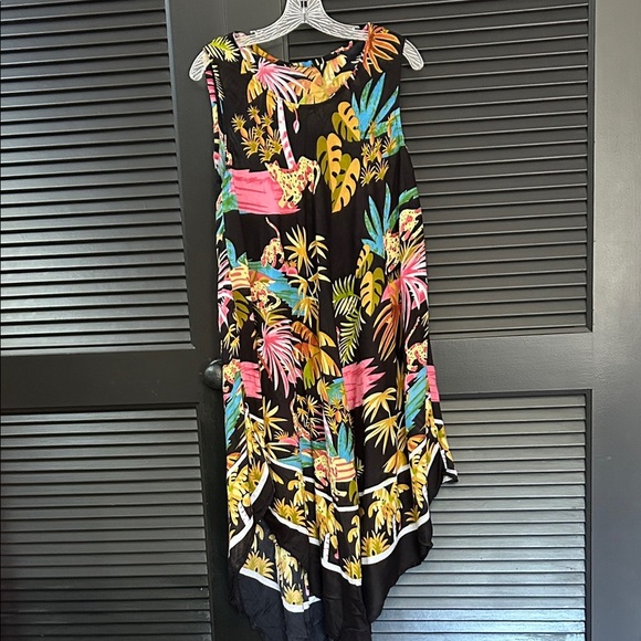 Colorful Jungle Print Sleeveless Trapeze Dress, Size Medium - Picture 1 of 8